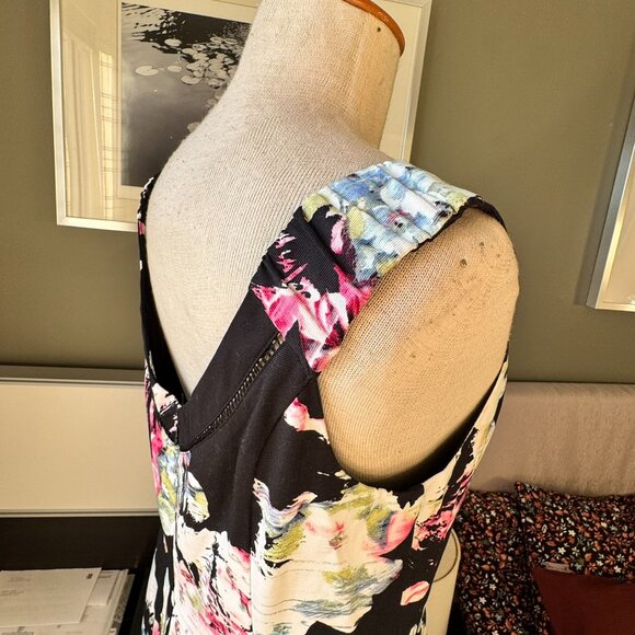 / White House Black Market WHBM Sleeveless Faille Floral Shadow Stripe Dress 10 - Picture 10 of 10